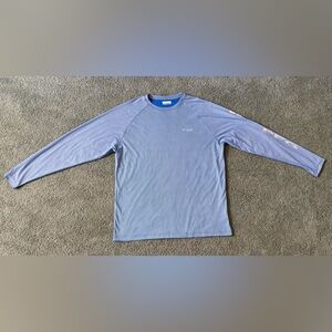 Columbia PFG Terminal Tackle Long Sleeve Performance Shirt Size L Blue White